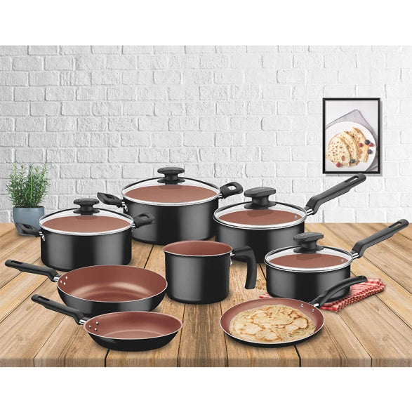 BATERIA DE COCINA NEGRA 8 PIEZAS "LORETO"