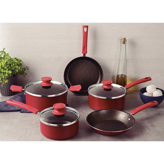 BATERIA DE COCINA, ROJA 5 PIEZAS "NASSAU"