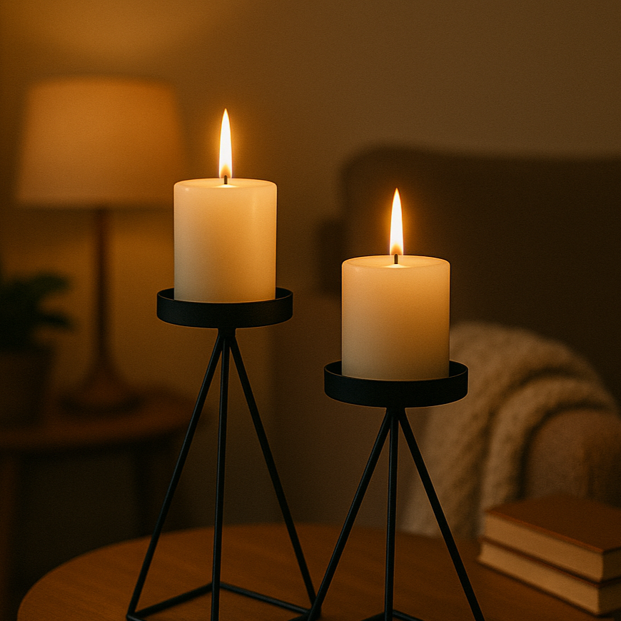 PORTA VELAS HIERRO X 2 8X14 8X19CMS