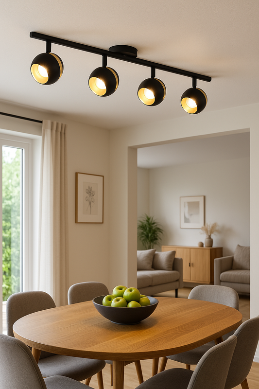 Spot Varal LED de 4xGU10 5W Negro/Oro 3000K "Nocito" 9
