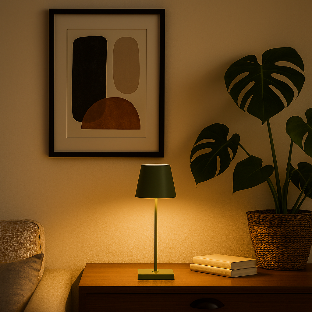 LAMPARA DE MESA ROGER RECARGABLE DIMM - GREEN OLIVE