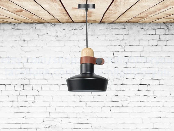 Colgante Campana Metal Negro/Madera