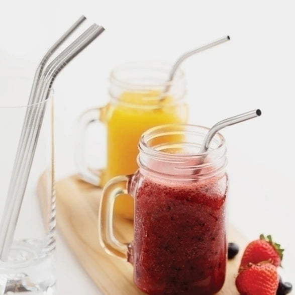 JUEGO 4 SORBITOS INOX. + CEPILLO