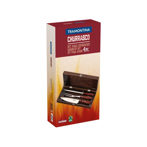 JUEGO PARA ASADO 4 PIEZAS EN CAJA "CHURRASCO"