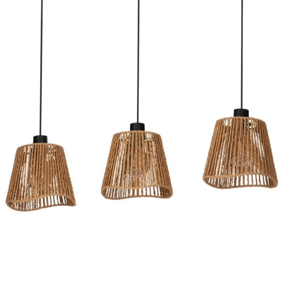 Lámpara colgante 3xE27 pant. ovalada de tela blanca