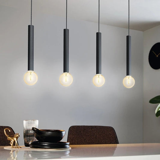 Lámpara colgante, 4 portalámparas tubulares E27 