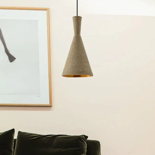 Colgante Cónico Aluminio/Cuerda Beige