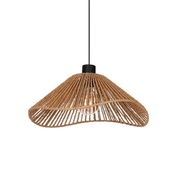 Lámpara colgante E27 decora con hilos papel marrón 