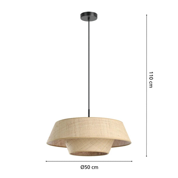 Lámpara colgante fibra natural beige E27 MARFORD