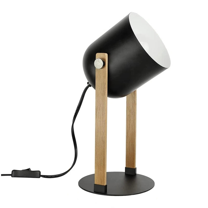 Lámpara de Mesa Alba – Negro & Madera Natural