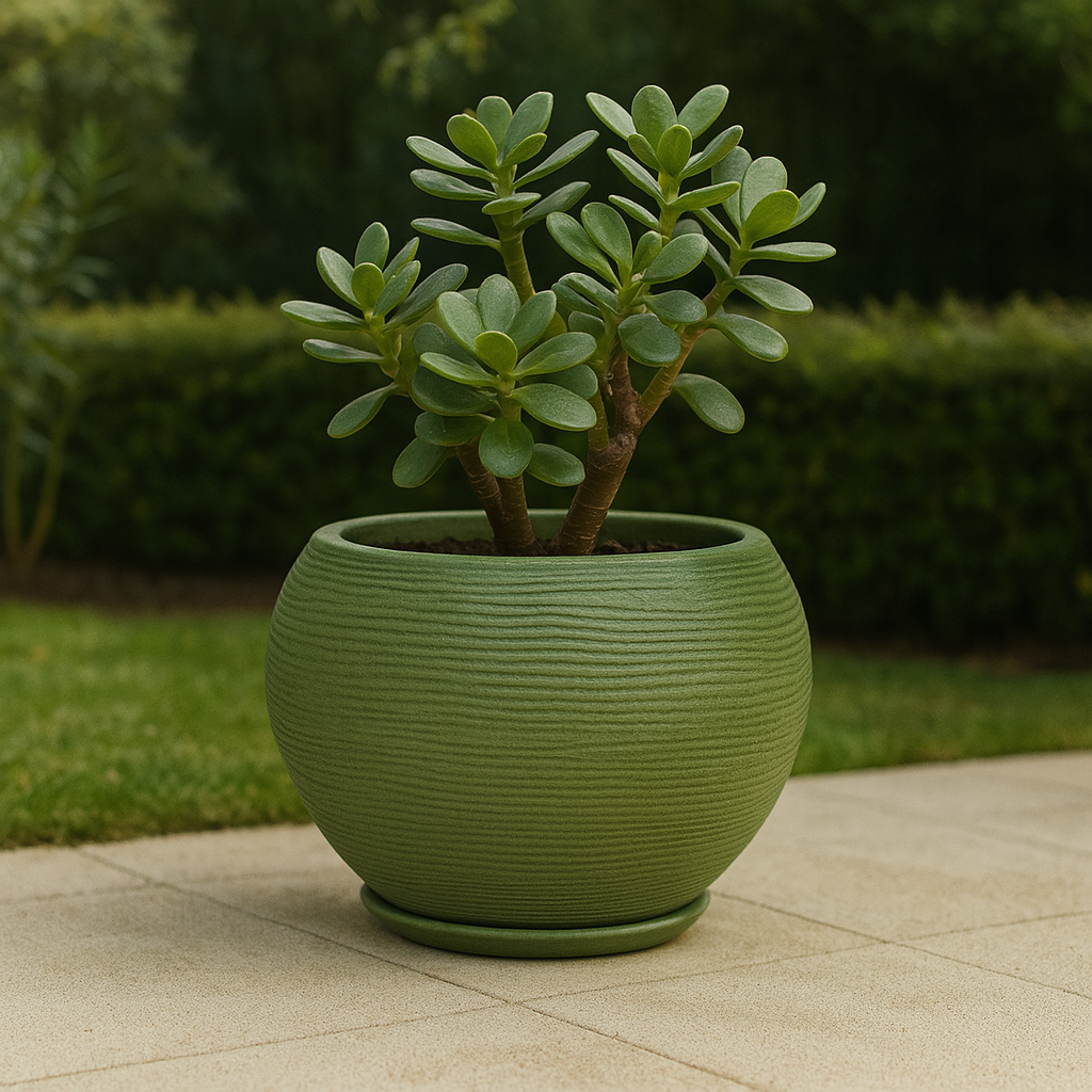 MACETA 27X24CM FLORENCA SISAL EFECTO PIEDRA VERDE