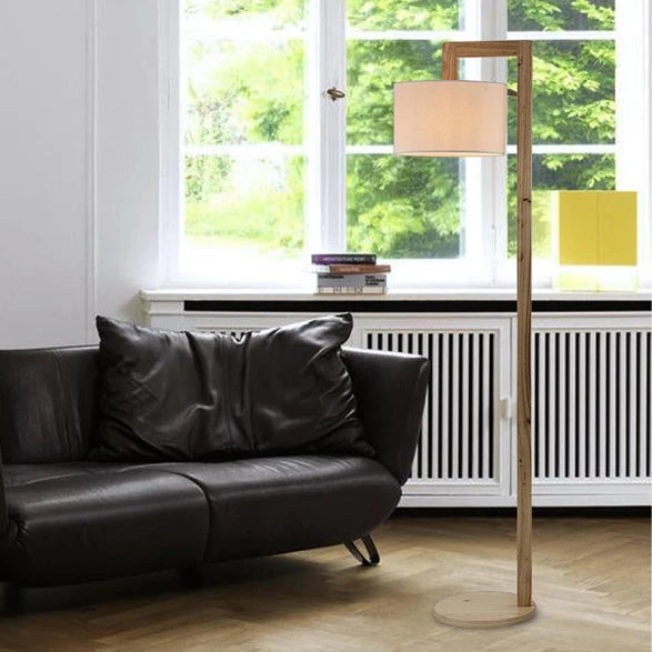 Portátil de Pie en Madera y Tela Blanca 1xE27 Altura 1550cm