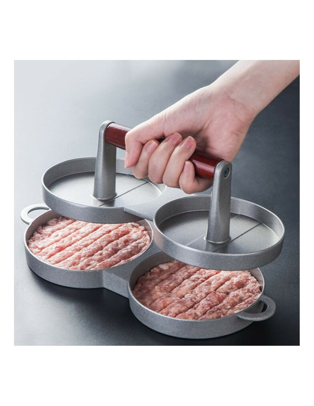 Molde prensa doble para hamburguesas 12 cm