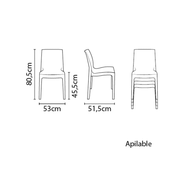 SILLA APILABLE BLANCA "ISABELLE" RESPALDO CALADO