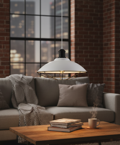 ARTEFACTO COLGANTE CAMPANA DECORATIVA DENVER - BLANCA